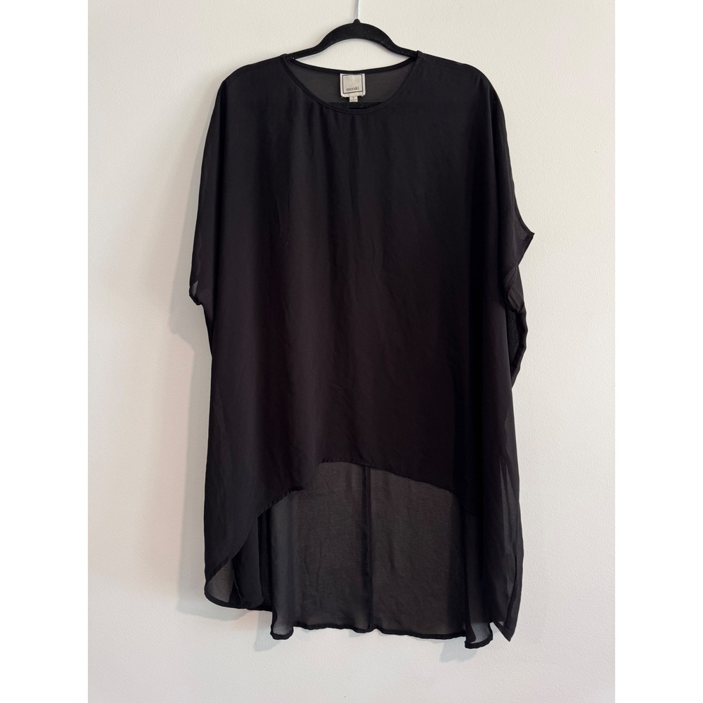 Resort beach Meraki Sheer High-Low Swim Cover Up Women Small Black Flowy